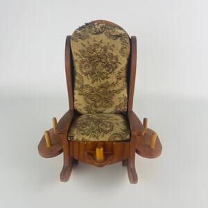Vintage Wooden Rocking Chair Sewing Caddy